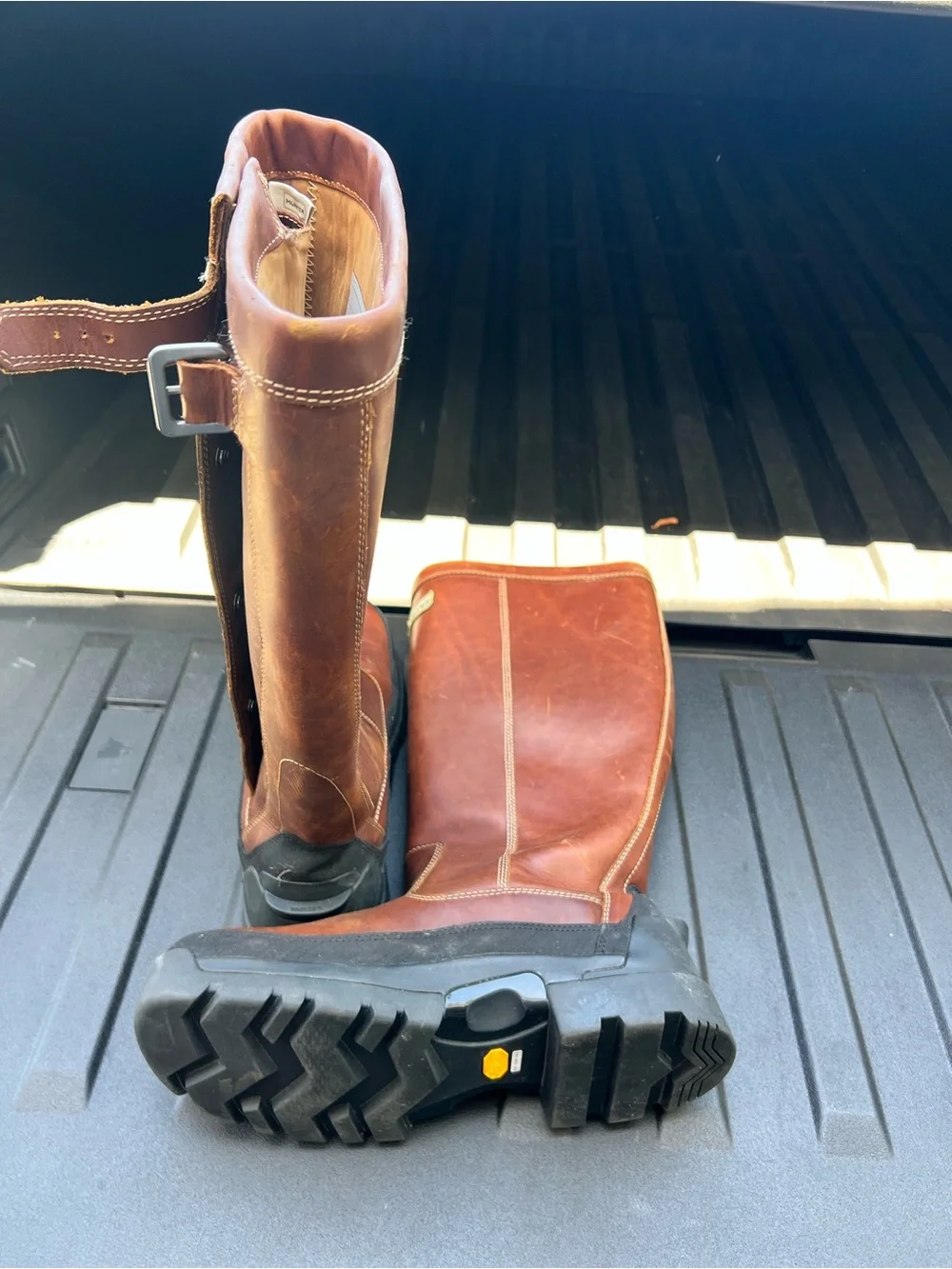 Hunter Men's Brown Leather Tall Rain Boots